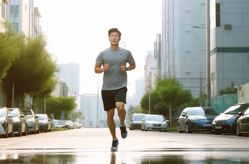 青年男人在小区跑步健身,高清,摄影图,摄影图片,图片大全,摄影图免费下载